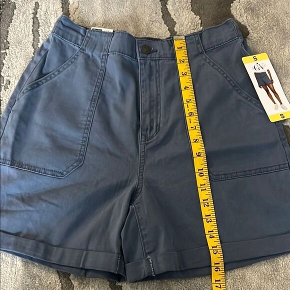 Gloria Vanderbilt High Waist Blue Utility Shorts - Picture 4 of 7
